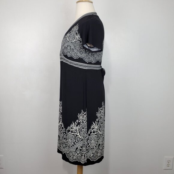 Motherhood maternity Black Off White Short Sleeve Tie Back Maternity Dress XL - Picture 4 of 10